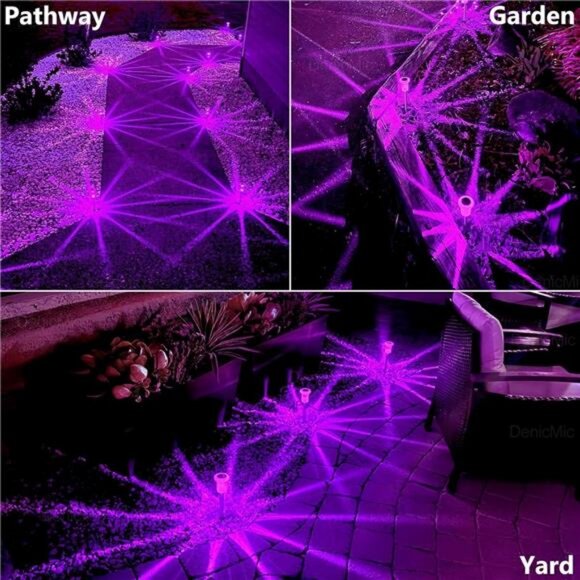 Halloween Solar Lights Outdoor 10 Pack Purple LED Waterproof Yard - Picture 7 of 8